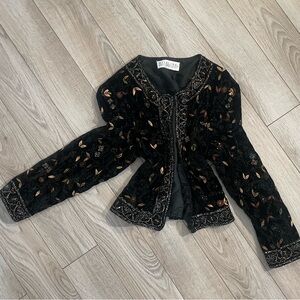 Niteline Della Roufogali Vintage black and gold embellished blazer